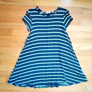 Gray and White Striped T-shirt Dress or Tunic Size Small